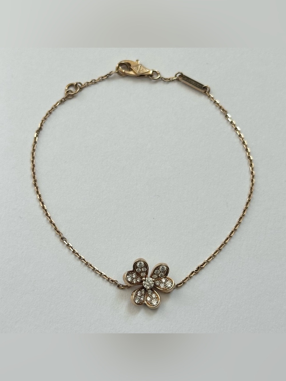 Van Cleef & Arpels Frivole Bracelet Mini Model 18K Yellow Gold Pave Diamond VCA